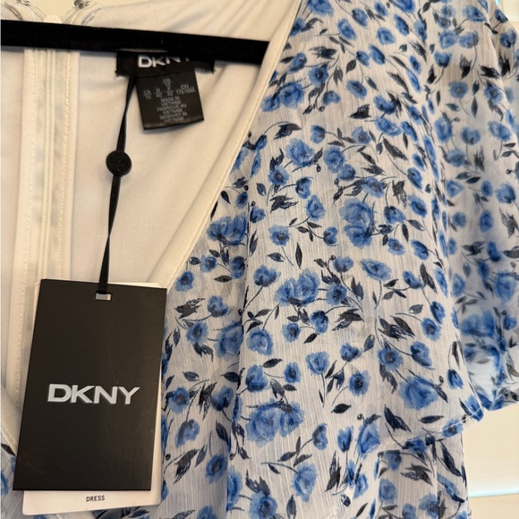 NWT DKNY Blue Floral Women's Dress (Size: 10) - Picture 2 of 4